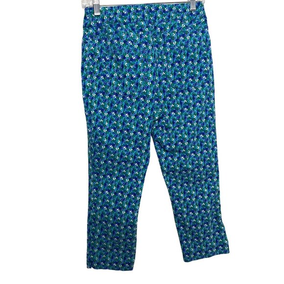 Soft Surroundings Blue Floral Cropped Pull On Pants Size PS Petite Small - Picture 6 of 12